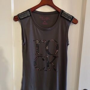Rachel Roy Gray Rock Sleevless Top with Shoulder Studs